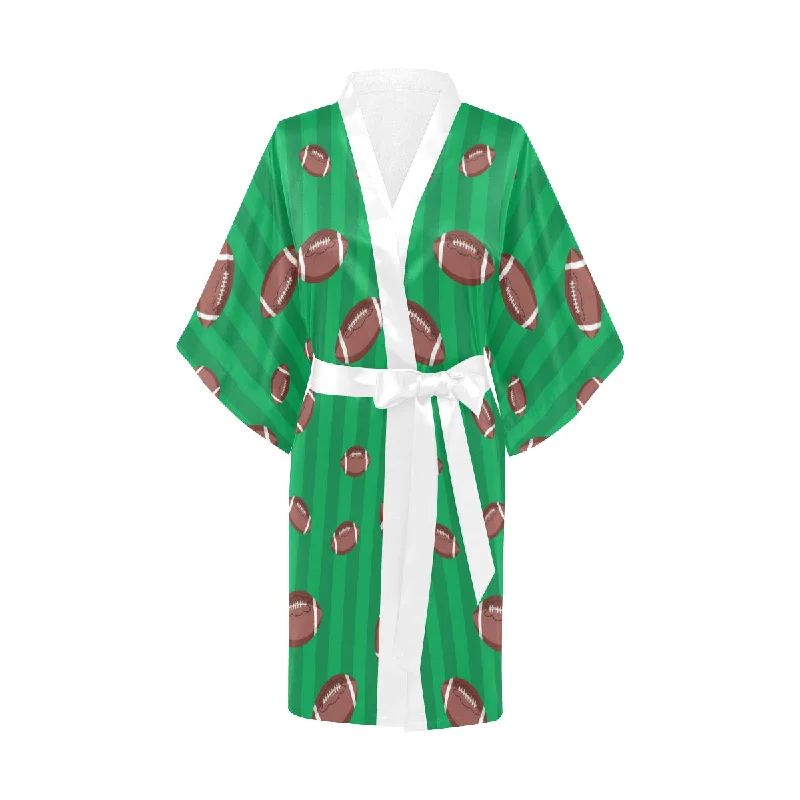 American football ball field background Women's Short Kimono Robe