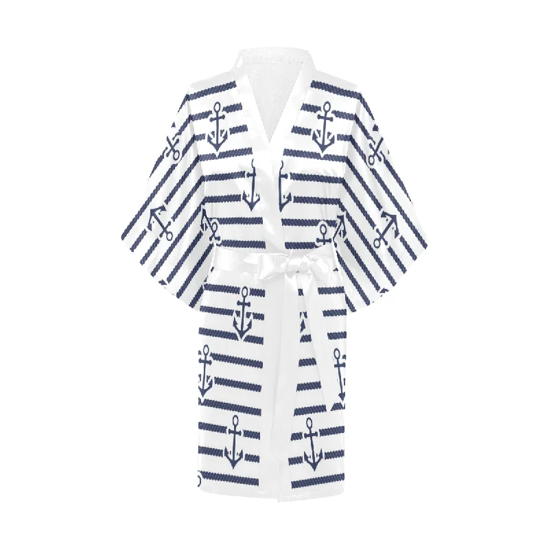 Anchor rope nautical  pattern Women's Short Kimono Robe