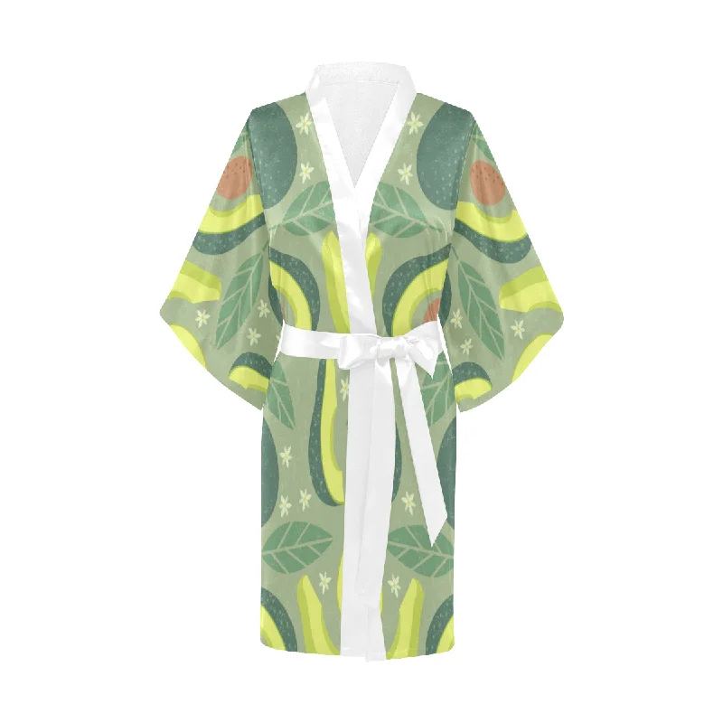 Avocado pattern Women's Short Kimono Robe