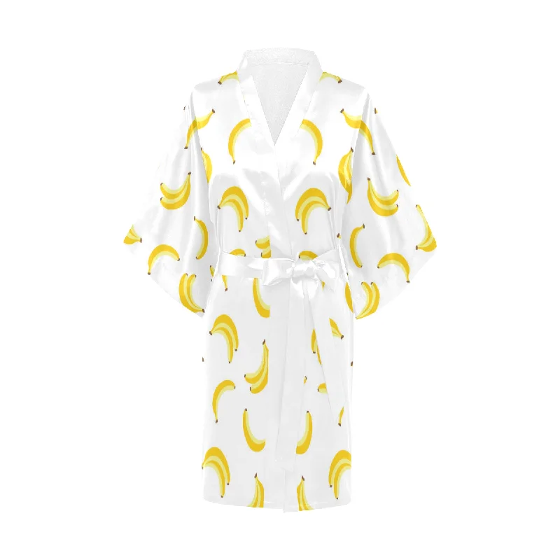 Banana pattern Women's Short Kimono Robe