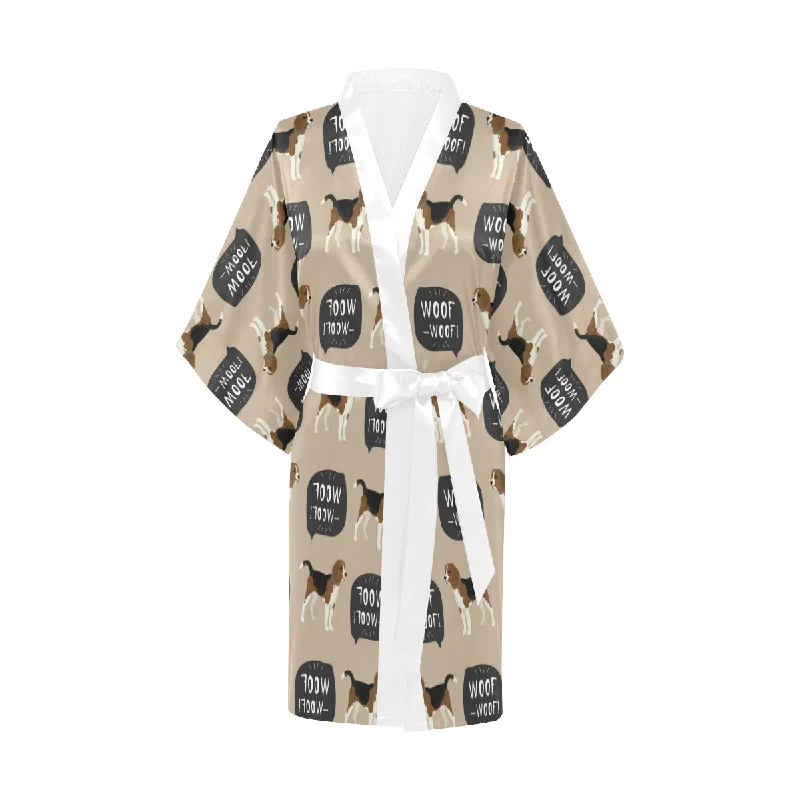 Beagle pattern Women's Short Kimono Robe