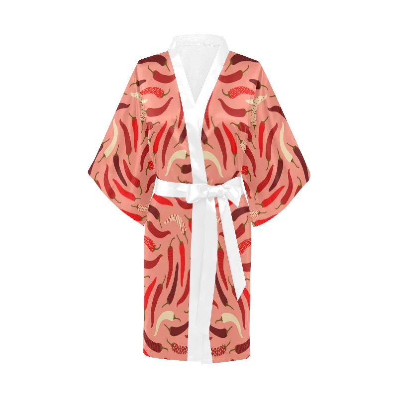 Beautiful Chili peppers pattern Women's Short Kimono Robe