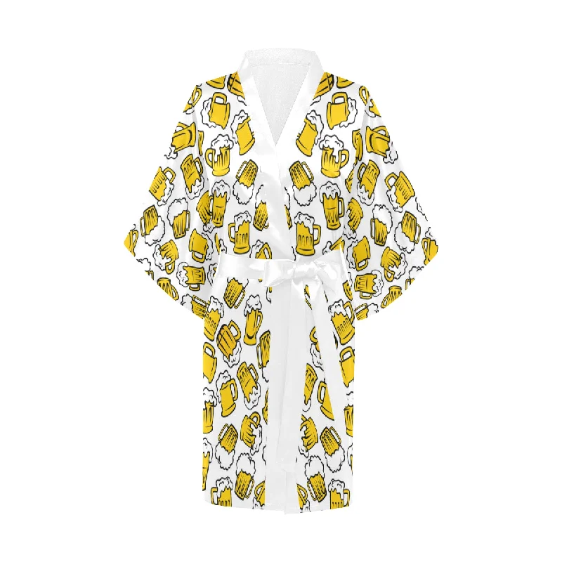 Beer design pattern Women's Short Kimono Robe