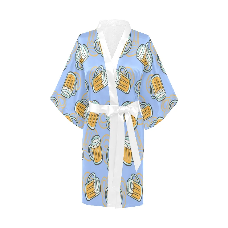 Beer pattern Women's Short Kimono Robe