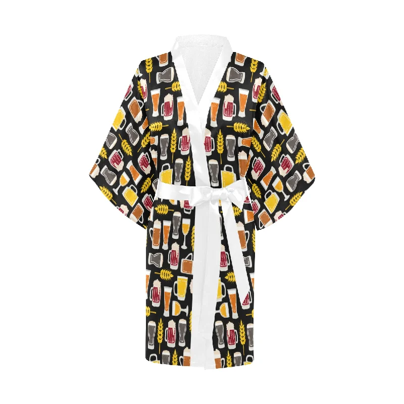 Beer type pattern Women's Short Kimono Robe