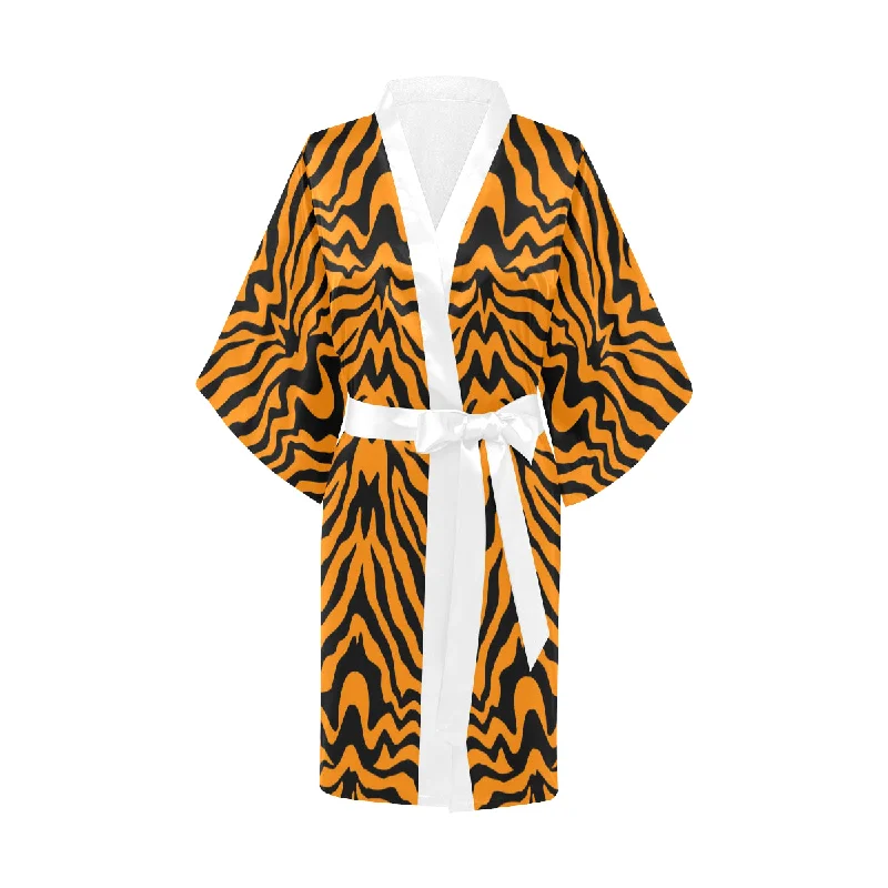 Bengal tigers skin print pattern Women's Short Kimono Robe