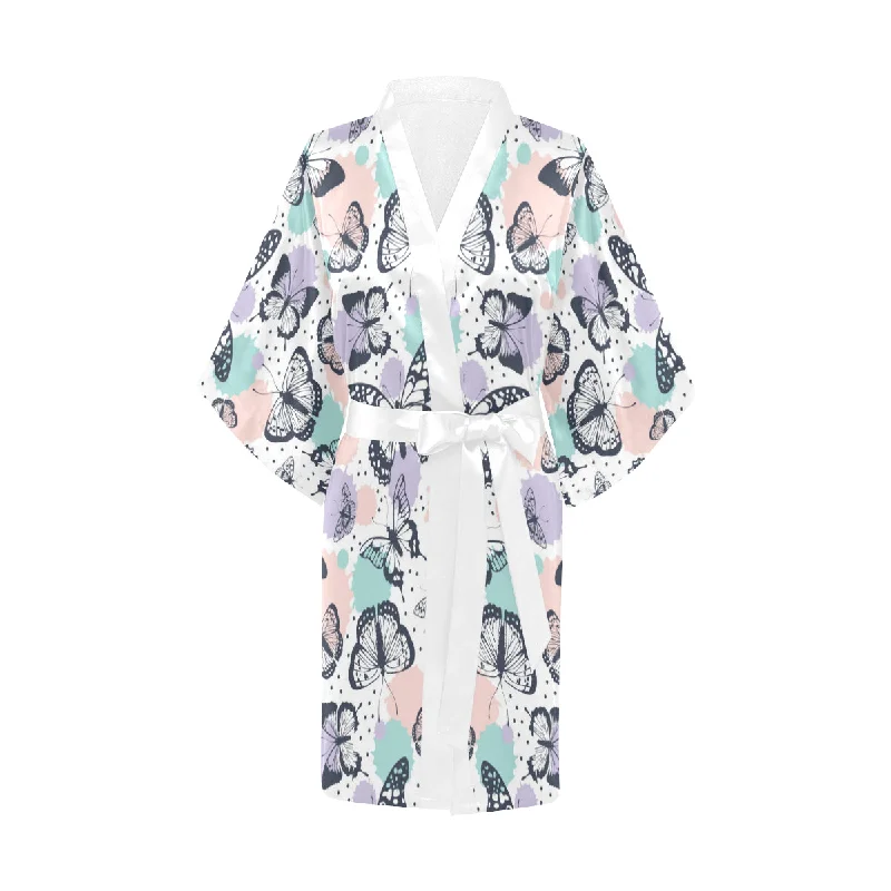 Butterfly pattern Women's Short Kimono Robe