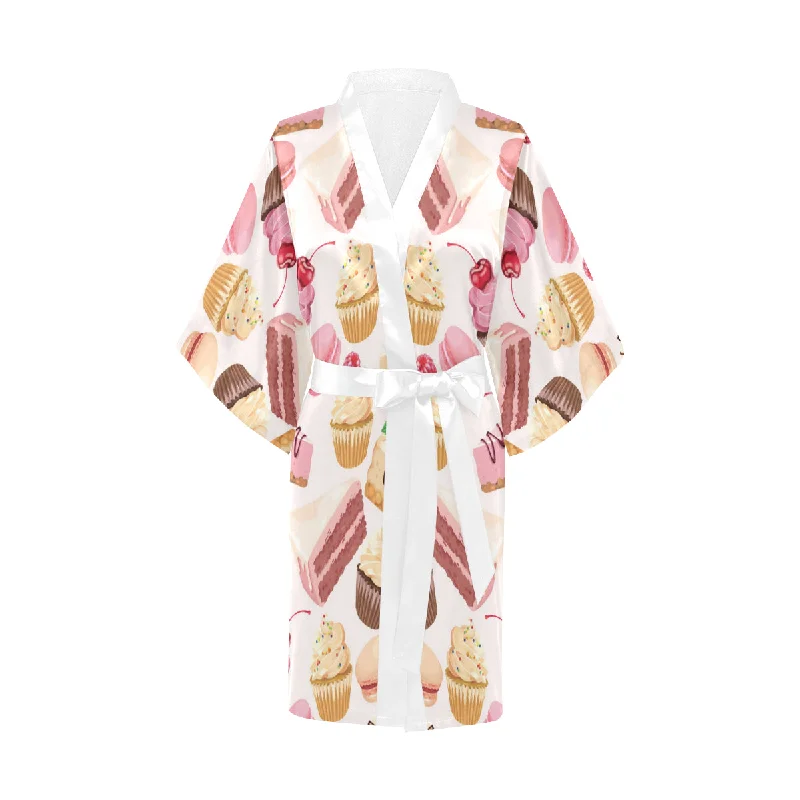 Cake cupcake sweets pattern Women's Short Kimono Robe