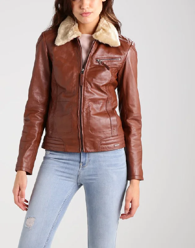 Koza Leathers Women's Real Lambskin Leather Bomber Jacket KW255