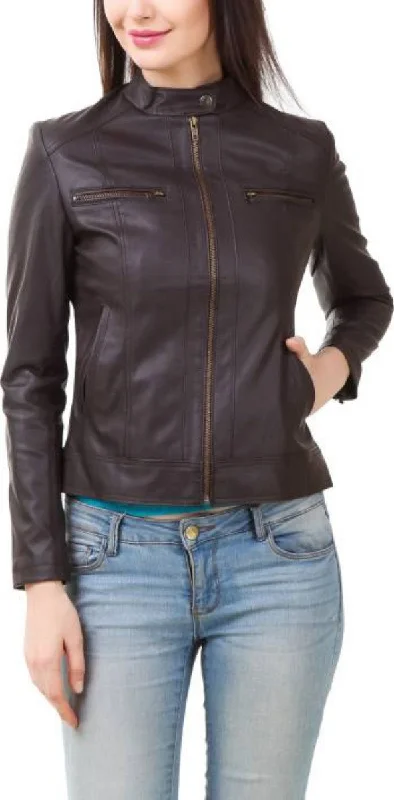 Koza Leathers Women's Real Lambskin Leather Bomber Jacket KW382