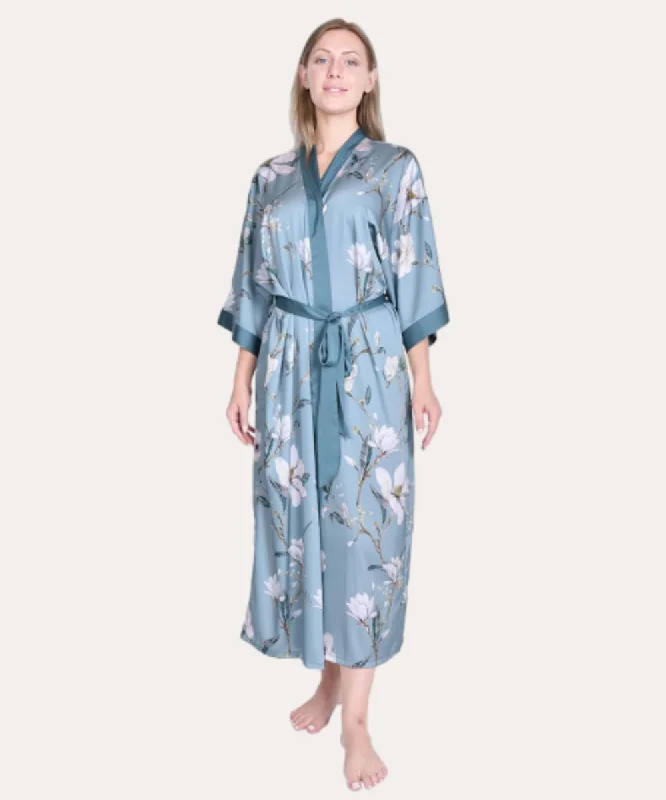 Light Blue Nightgown Pajama Dress Flower Robes