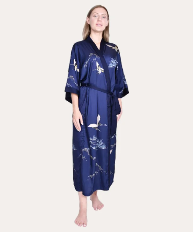 Navy Nightgown Pajama Dress Flower Robes