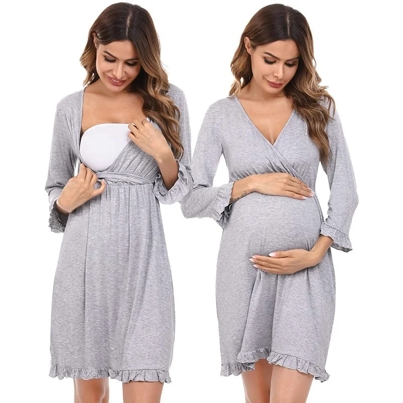 Nursing Dresses Breastfeeding Maternity Clothes 3/4 Sleeve Pregnancy