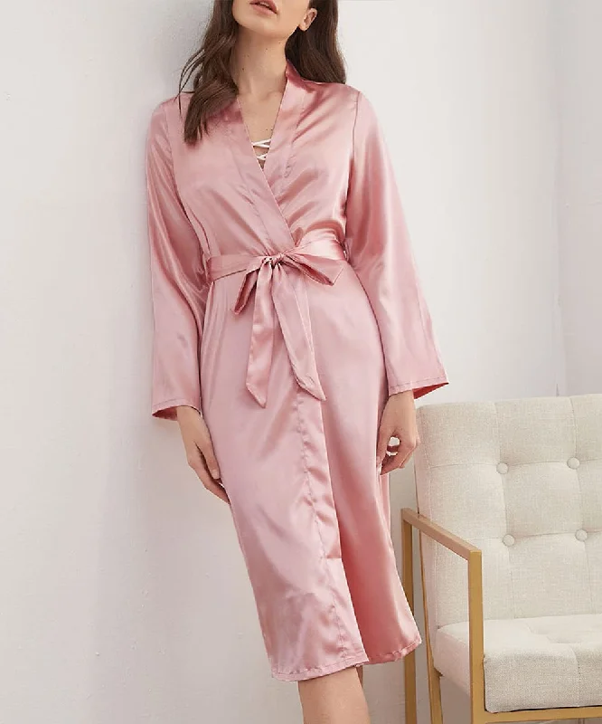 Pink Satin Long Robes for Women