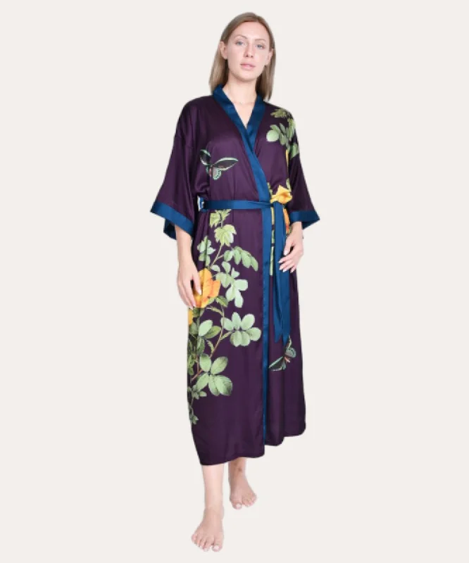 Purple Nightgown Pajama Dress Flower Robes