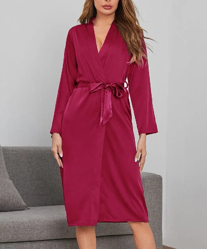 Red Satin Long Robes for Women