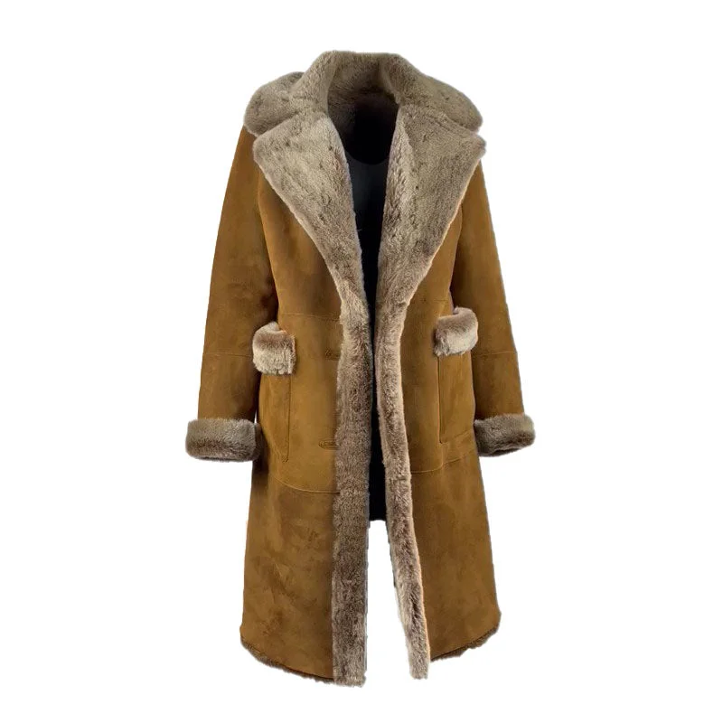 Sabina Tobacco Long Shearling Coat