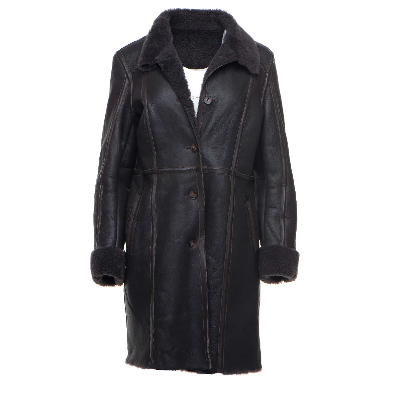 Shaunna’s Buttoned 3/4 Length Shearling Coat