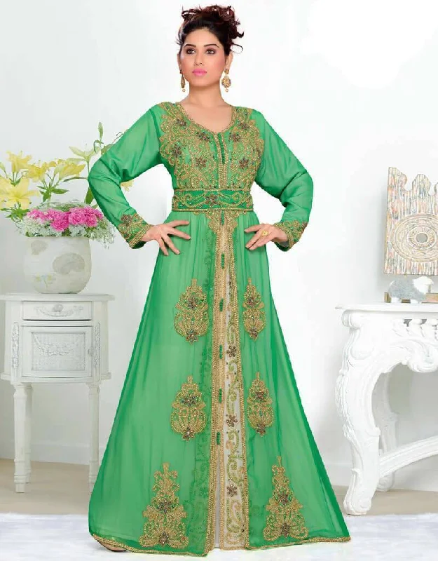 V neck Moroccan Style embroidered kaftan