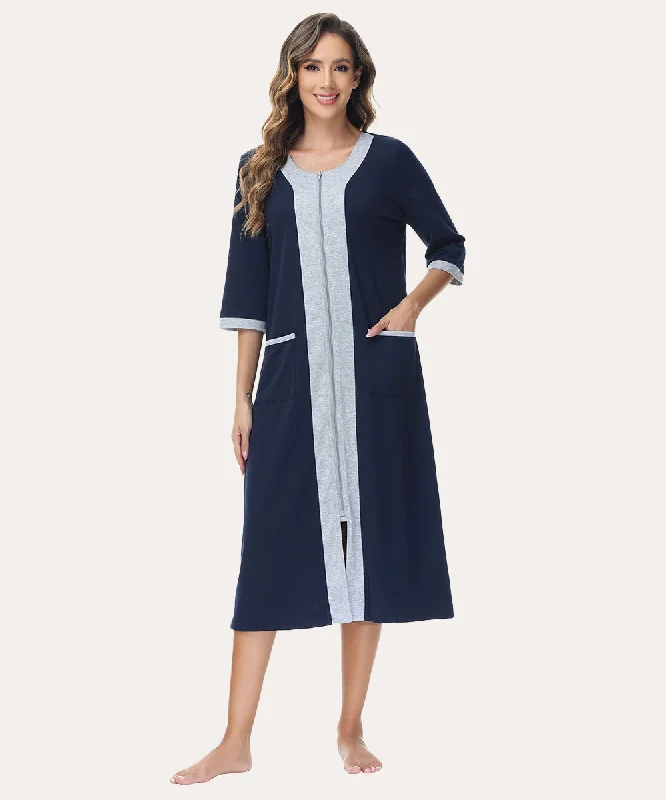 Women's Zippered Nightgown Long Robes