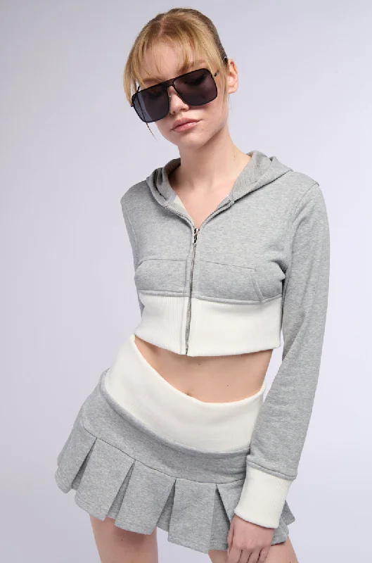 CALL ME MAYBE CROPPED ZIP UP SWEATSHIRT