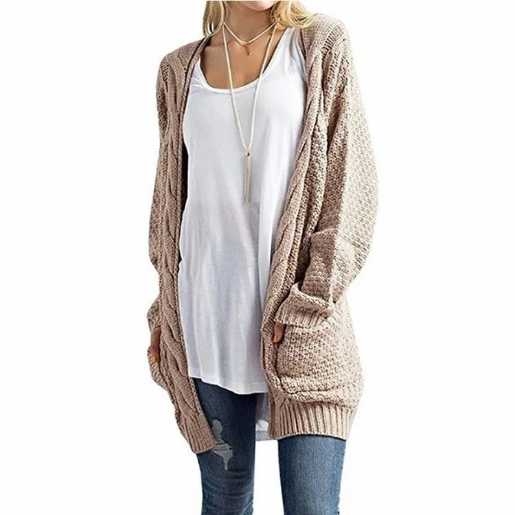 Long Cardigan Sleeve Autumn Winter Knitted Sweaters for Women