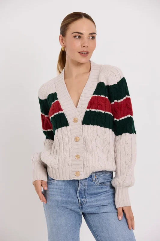 Slouch Cardi - Cream Stripe