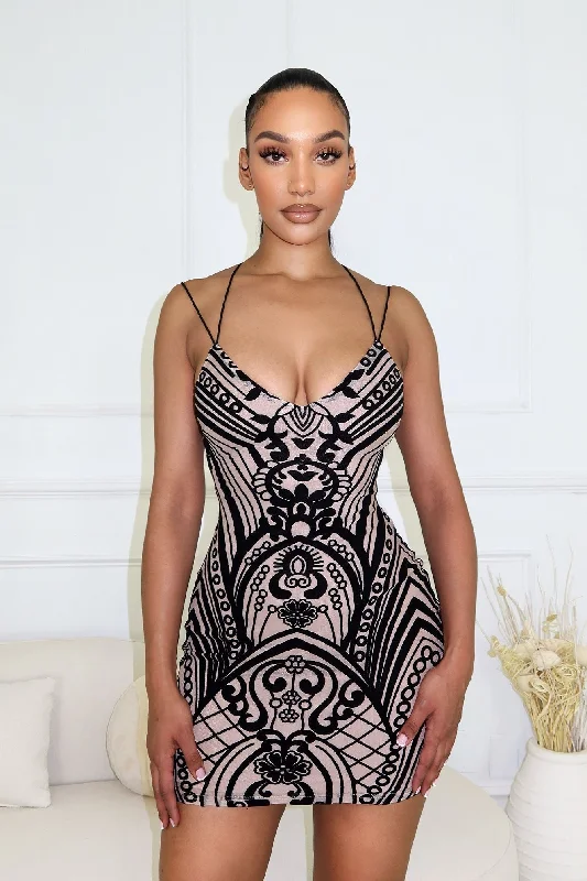 Sherry Mesh Velvet Burnout Mini Dress