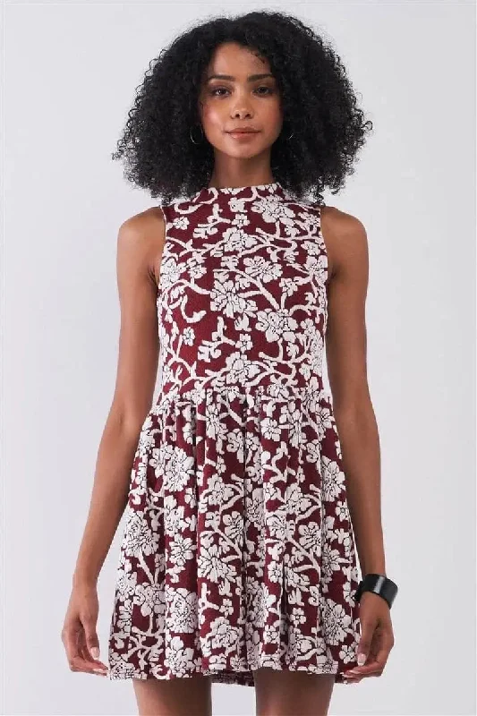 Special Occasion Embroidered Floral Crew Neck Mini Dress