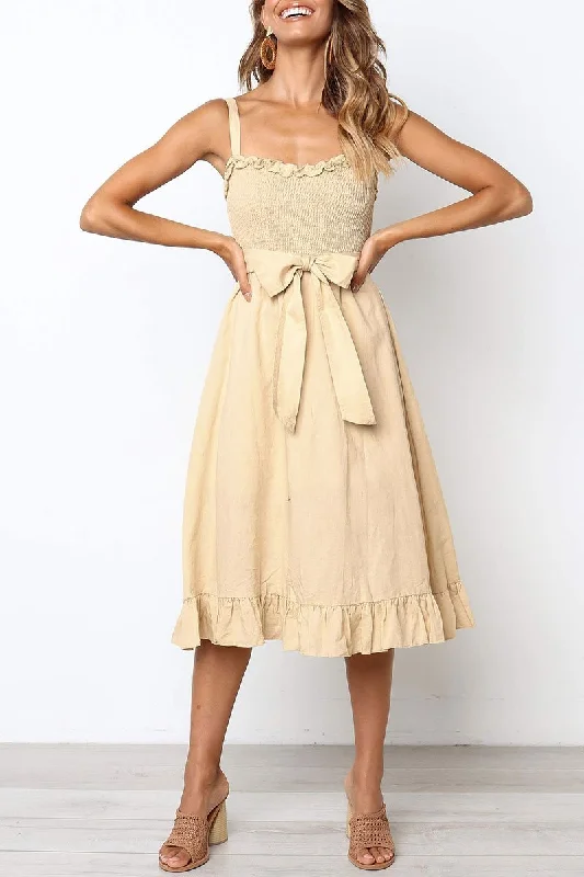 WanaDress Bow-tie Decoration Knee Length Dress