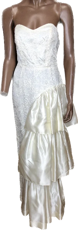 80s ZUM ZUM White Satin & Lace Formal    W26