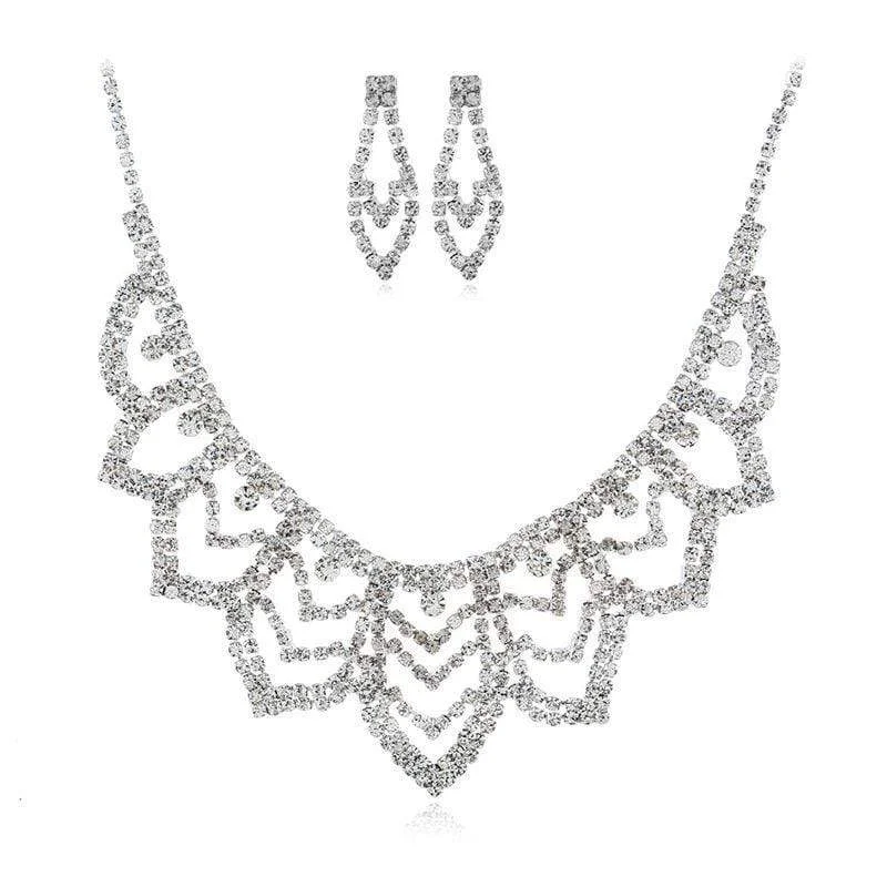 Unique Geometric Hollow Triangle Design Rhinestone Jewelry Set