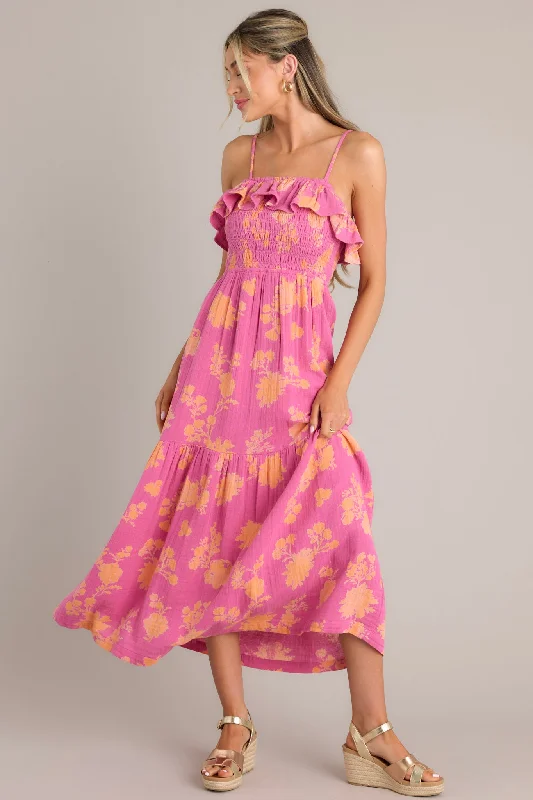 Z-Supply Bahari Sunshine Floral Pink Midi Dress