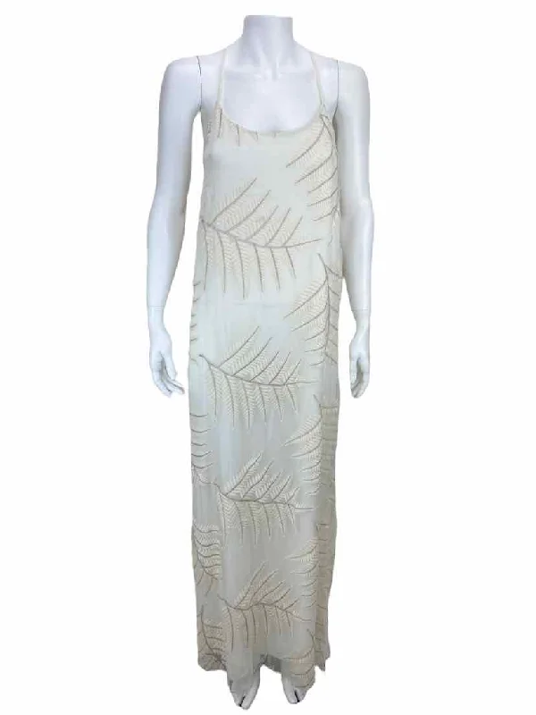 Alice +  Olivia Women's Embroidered Maxi Dress Off-White Size 10 with Tags