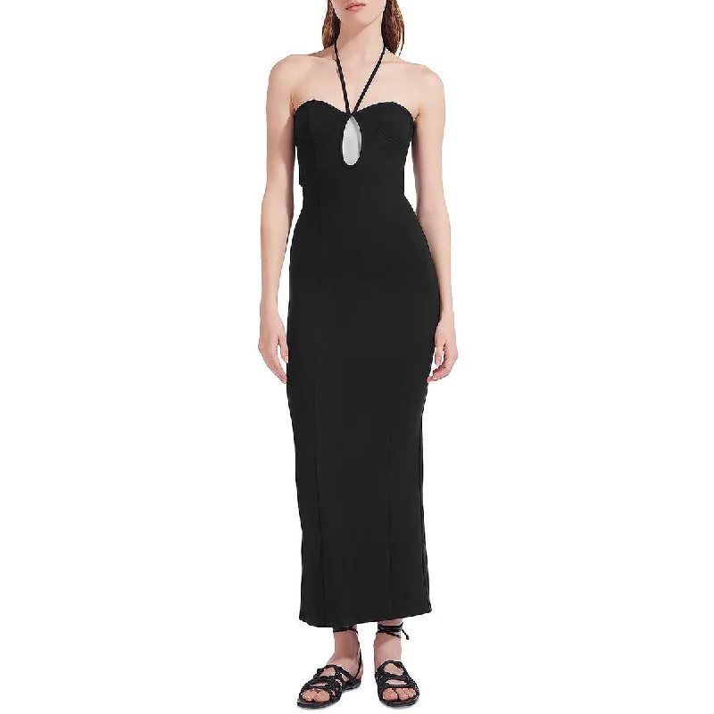 Womens Cut Out Halter Maxi Dress