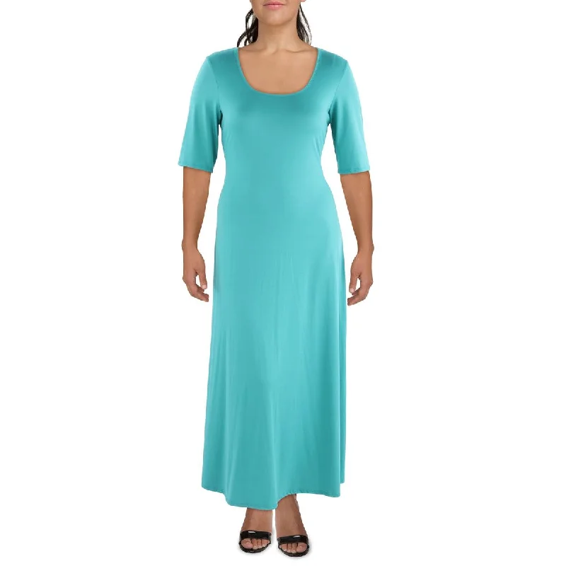 Plus Womens Scoop Neck Comfy Maxi Dress