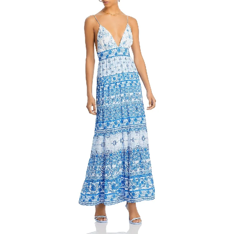 Karolina Womens Chiffon Floral Maxi Dress