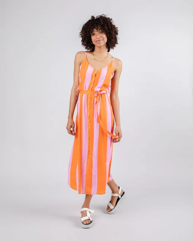 Color Block Long Dress Orange