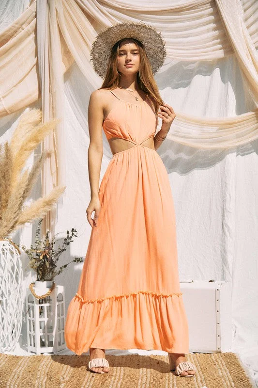 Cut Out Lined Maxi Dress