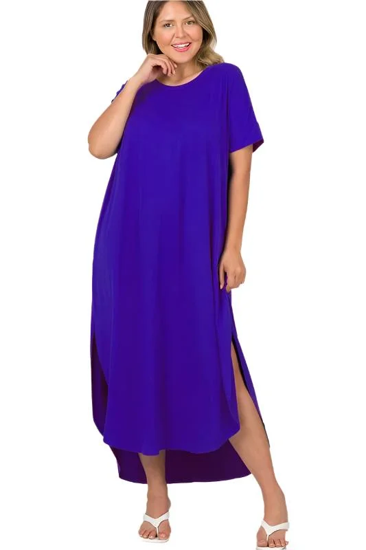 Plus Brushed Dty Short Sleeve Maxi Dress