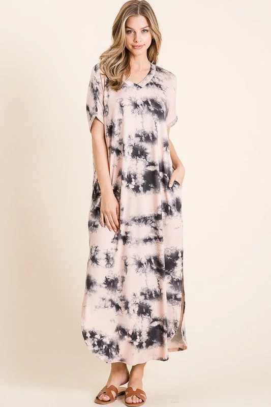 Tie Dye V-Neck Maxi Dres