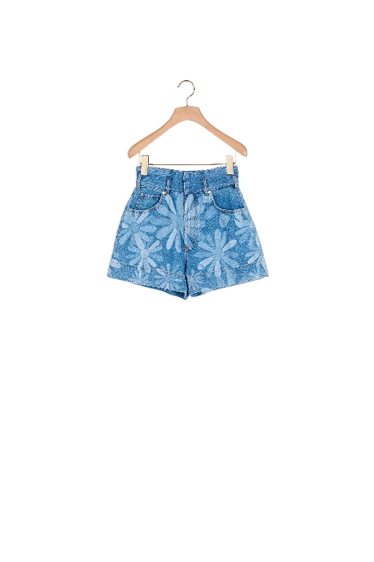 Short en jean imprimé