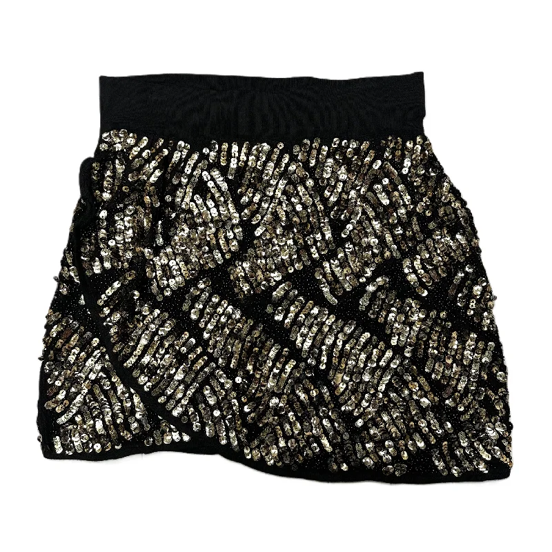 Skirt Mini & Short By Zara In Black & Gold, Size: M