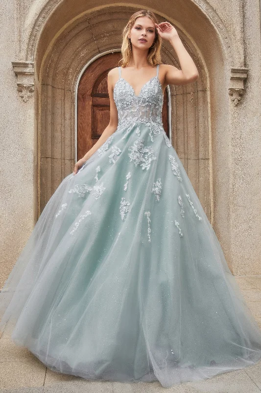 ANDREA & LEO A0892 Floral Embroidered Bodice Ball Gown