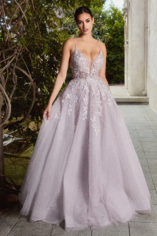 ANDREA & LEO A1019 Floral Lace Up Tulle Ball Gown Dress