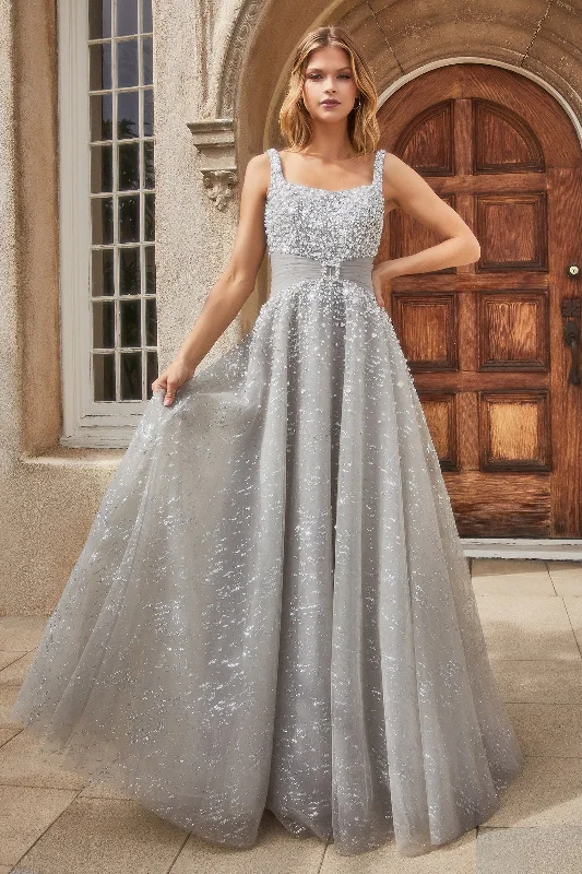 ANDREA & LEO A1181 Beaded Straight Neck Ball Gown Dress