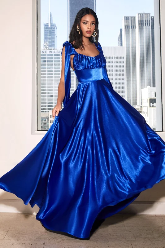 CINDERELLA DIVINE 7490 Sleeveless A-Line Satin Evening Dress