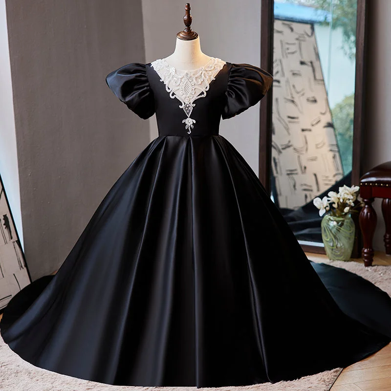 Elegant Luxury Baby Girl Black Birthday Party Princess Dress