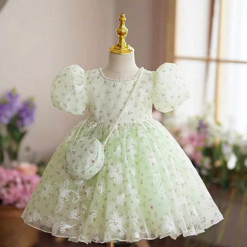 Baby Girl Easter Dress Girl Birthday Party Embroidery Puff Sleeves Princess Dress