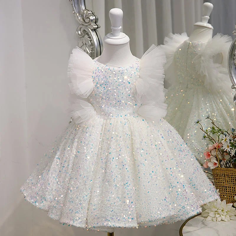 Baby Girl Easter Dress Girl White Flower Girl Fluffy Birthday Party Cake Baptism Dress